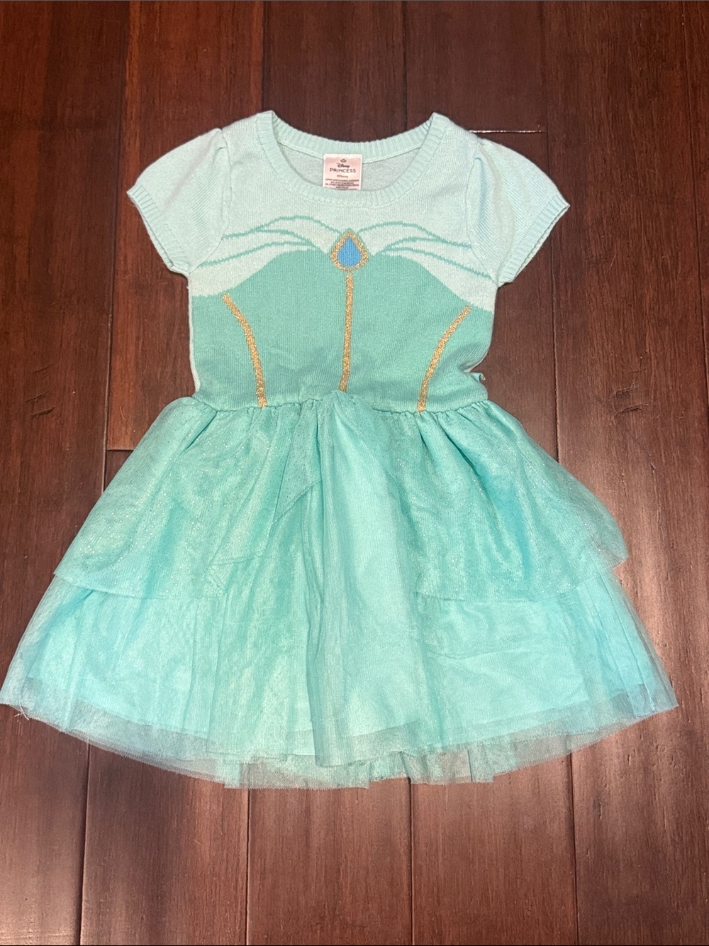 Disney Princess Jasmine Aqua Tulle Dress with Gold Trim 4T Gap